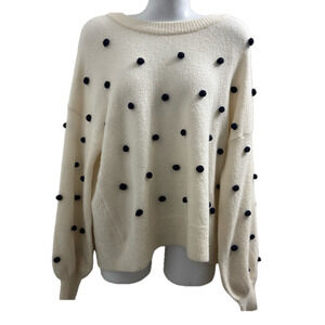 Madewell Navy:Cream Crew Neck Oversized Sweater Merino Wool blend size small